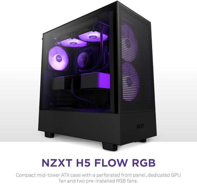 NZXT H5 Flow Edition ATX Mid Tower RGB Case Black NZXT H5 Flow Edition ATX Mid Tower RGB Case Black
